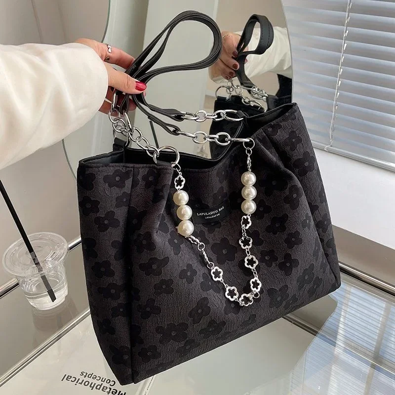2024 neue Einkaufstasche Frauen große Kapazität Jacquard Segeltuch tasche College-Student tragbare Umhängetasche Pendler Handtaschen