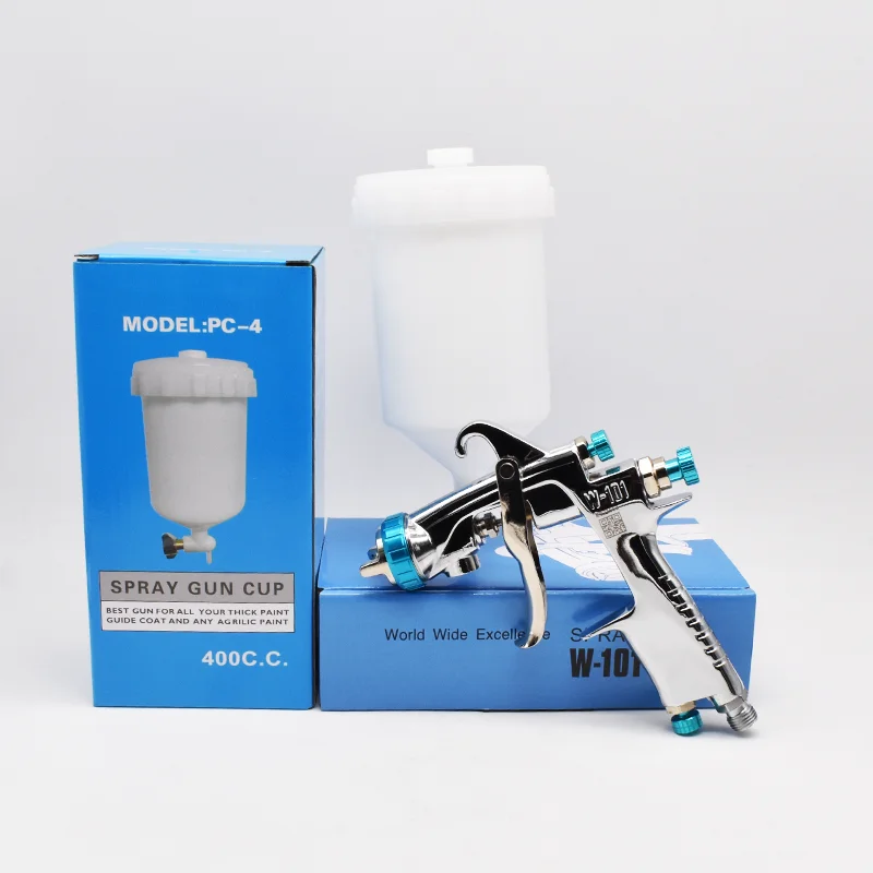 Original W-101 HVLP Spray Gun W-101 0.8/1.0/1.3/1.5/1.8mm Nozzle Spray Gun for Car Furniture Automotive 400ml Cup