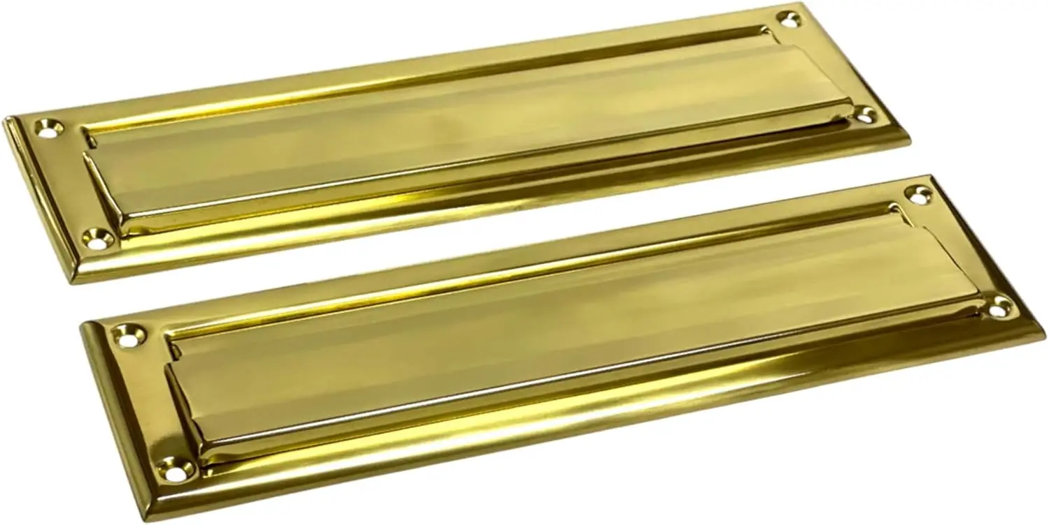 

Solid Brass Mail Slot with Interior Back Plate, 10x3 Inches, Polished Finish, Made in Taiwan