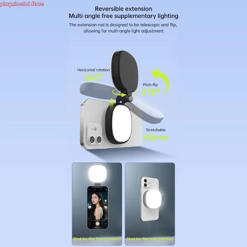 E8BA Luz círculo LED magnético recarregável para smartphone ângulo smartphone Individual Retrato Mirror portátil C
