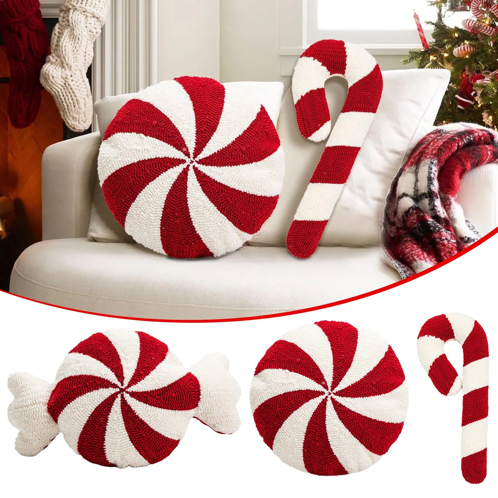 Christmas Candy Throw Pillows Crutch Pillow Christmas Decorations Cute Plush Pillows Hot sale Pillowcase Toddler Winter Pillow