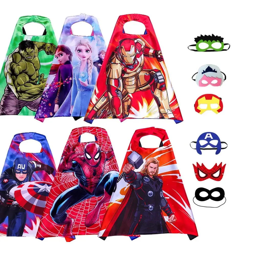 

Now 6 Sets Superhero Capes Masks for Old Girl Gifts Cartoon Dress Up Costumes Party Supplies Easter Cloak 3-10 Year