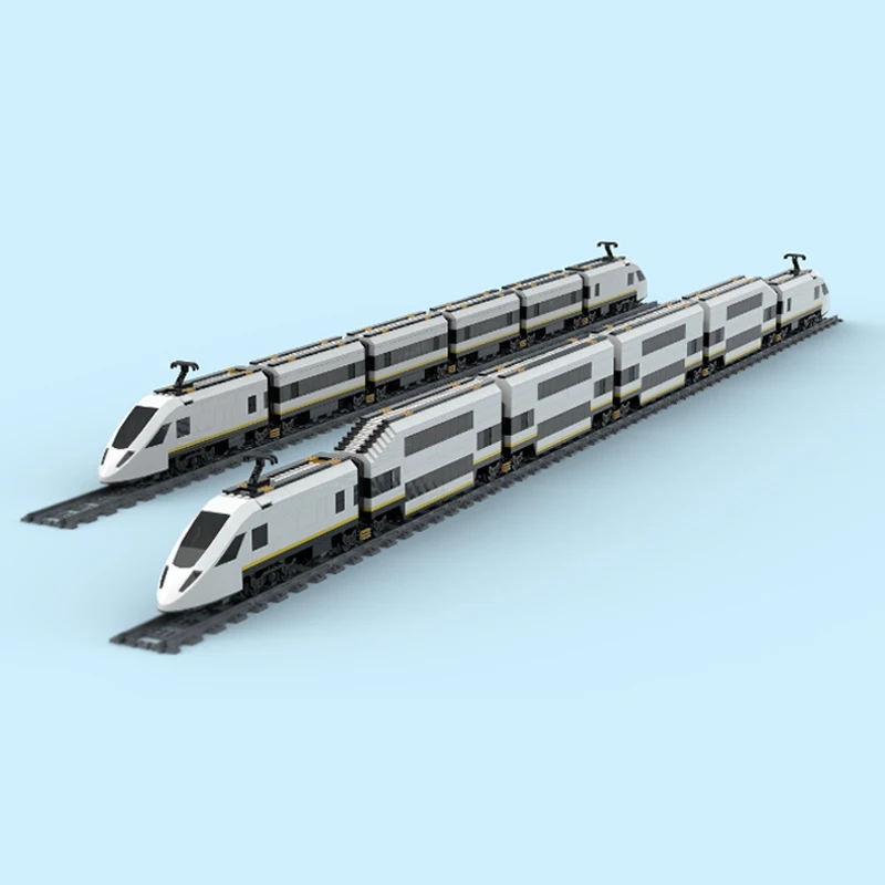 City Car Model MOC Building Bricks Railway Track Inspection Cars Modular Technology Children Holiday Gifts Assemble Toys Suit