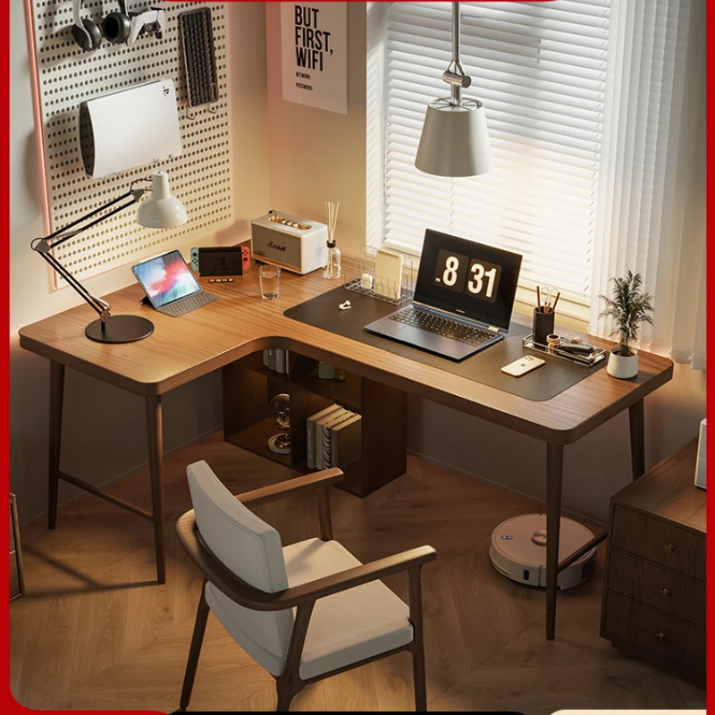 Computer desk against the wall Small apartment home office Multi-functional integrated study table