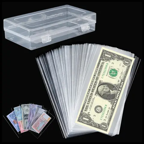 100pcs 지폐 앨범 지폐 통화 컬렉션 슬리브 보호 가방 빌 기념품 지폐 참고 컬렉션 가방
