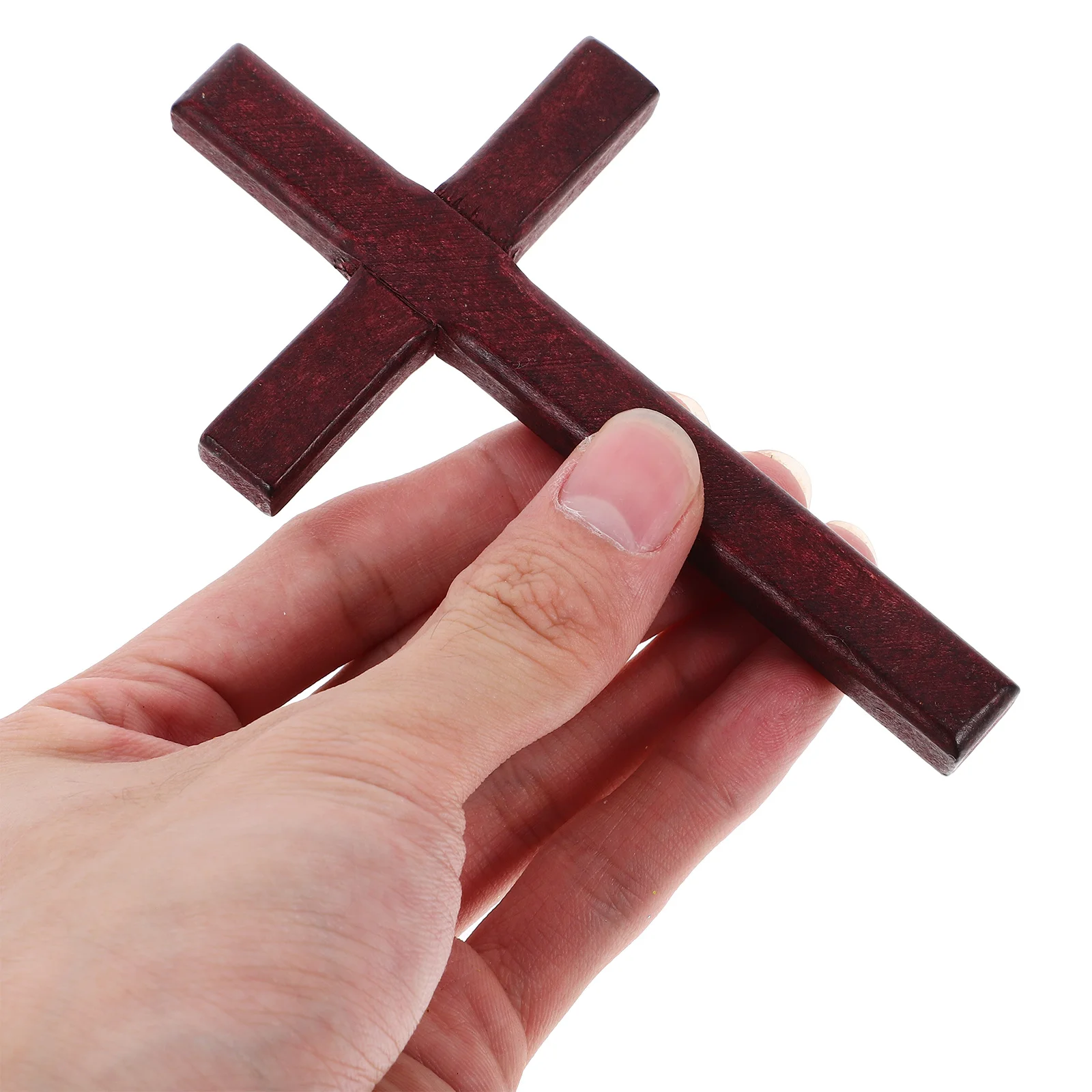 

10pcs Wood For Desk Handheld Wooden Ornament With Base Religious Decor For Church Home Office Cross Craft Decorative Wood Cross