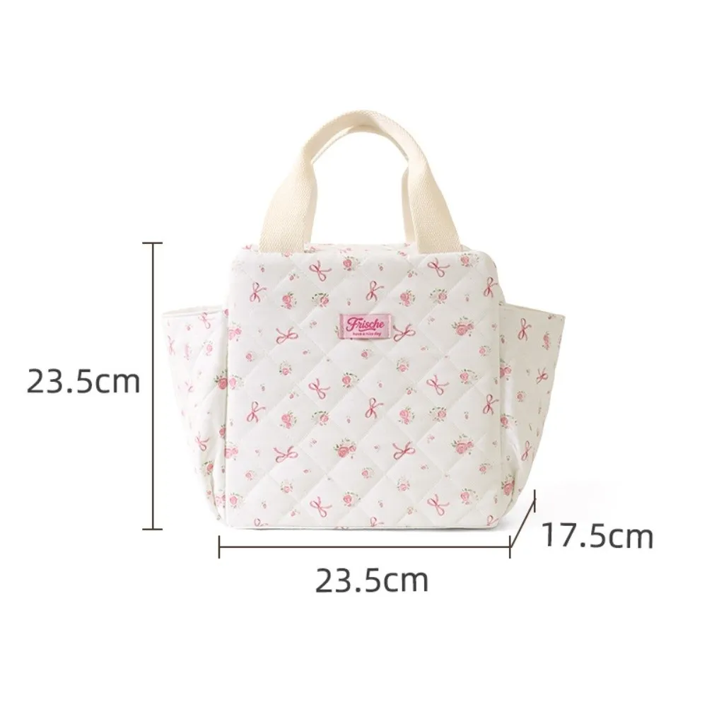 Leakproof Insulated Lunch Bag with Two Pockets Large Capacity Students Lunch Box Portable Waterproof Tote Bag for Office Workers