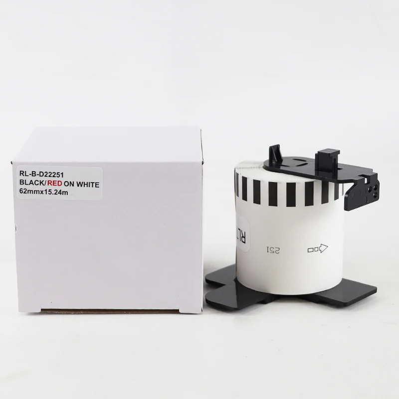 1~6 Roll DK-22251 DK-2251 Black/Red on White Continuous Thermal Labels 62mm*15.24M Compatible For Brother QL-800 QL810W QL820NWB