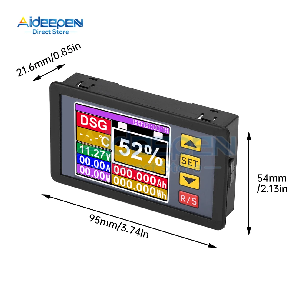 DC 7-200V Battery Tester Coulomb Counter Meter Battery Capacity Indicator Ammeter Voltmeter Battery Tester 100/200/300/400/500A