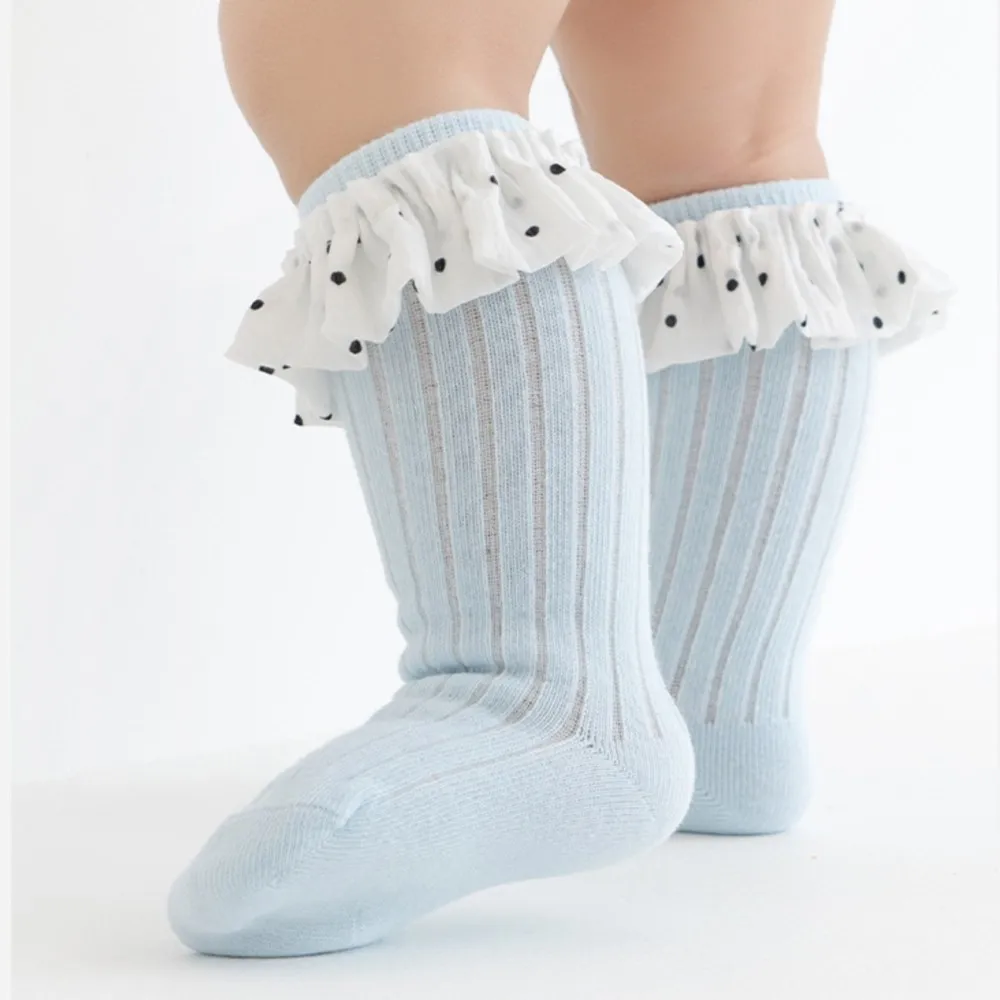 

5Colors Toddler Girls Socks Floral Embroidery Mesh Ruffles Socks Dressy Short Socks Baby Spring Summer Princess Socks 0-5T