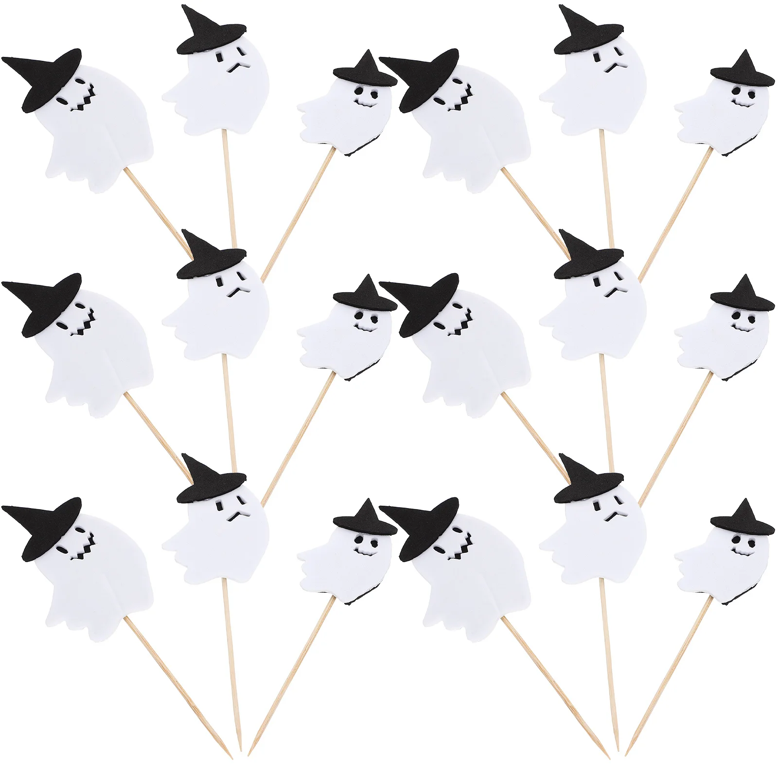 

30pcs Cake Picks Halloween Decoration Inserts White Ghost Cupcake Toppers Party Supplies Cake Decorations Dessert