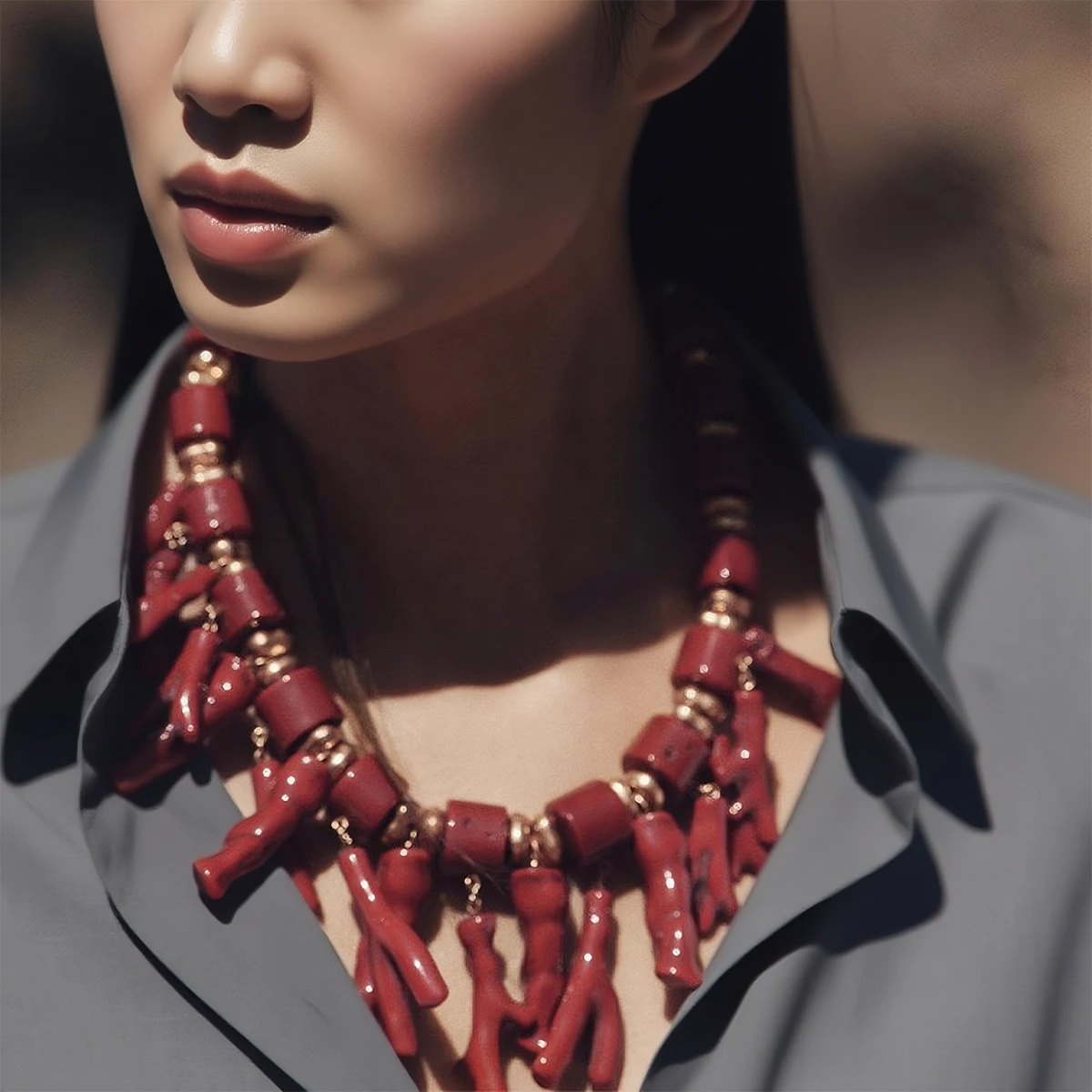 

2025 New ZAA Handmade Resin Beaded Choker Red Coral Pendant Necklaces for Women Holiday Party Jewelry Gifts