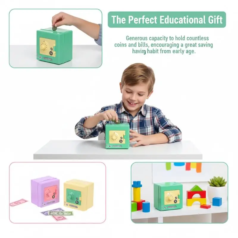 Mini Combination Lock Piggy Bank Kids Safe Box Money Saving Coin Bank Rotating Password Cash Coins Saving Box Bank Children Gift