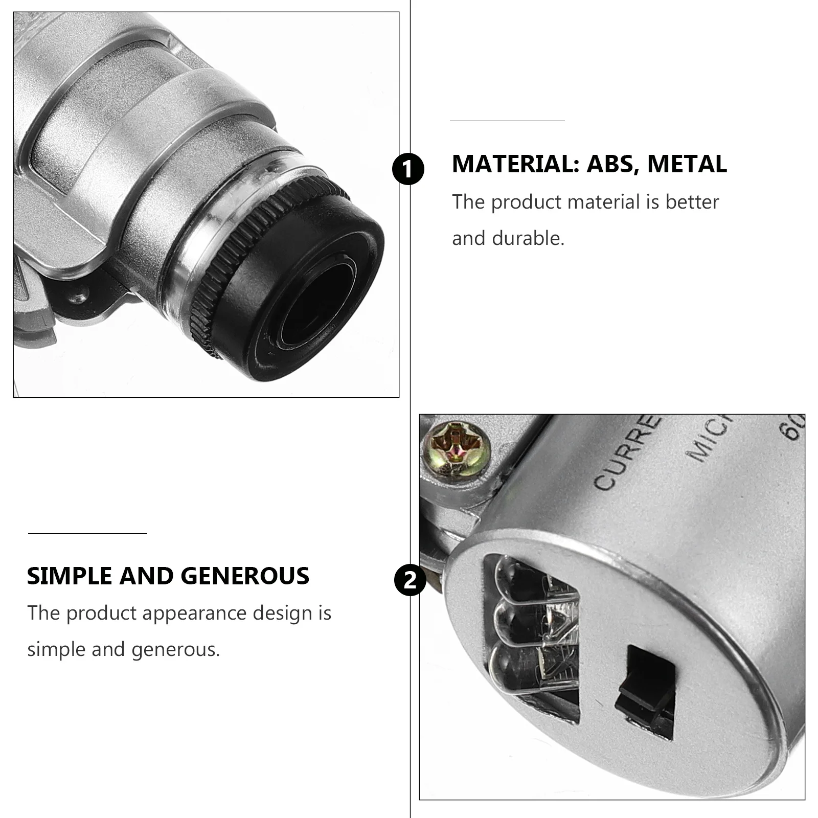 

1Pcs Mini 60X Magnifying Microscope with LED Light High-Quality ABS Metal Construction Compact for Jewelry Lovers Collectors