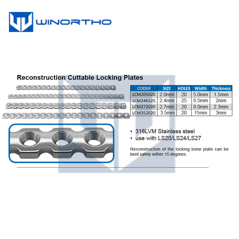 reconstruction cuttable locking bone plate veterinary orthopedic instruments  pet animal surgical  winortho