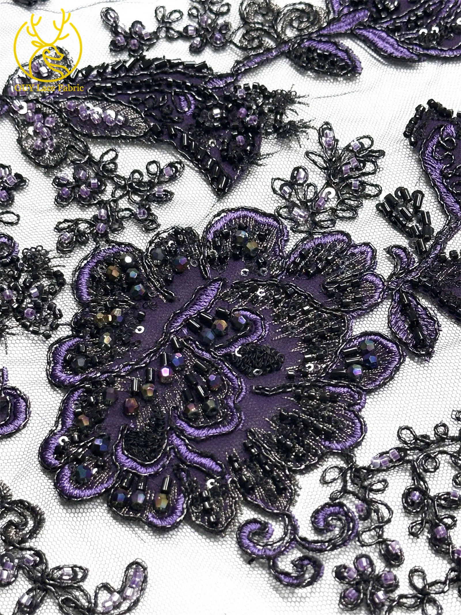 Luxuriöser nigerianischer handgefertigter bestickter Perlen-Spitzenstoff, 5 Yards, französischer Pailletten-Tüll-Spitzenstoff für Partykleider, DIY-Nähen – Detail 9