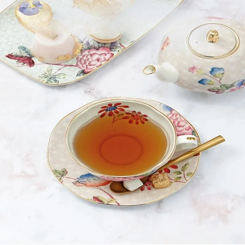 

German Rhododendron 1 pot, 2 cups and 2 saucers bone china teapot tea set housewarming gift