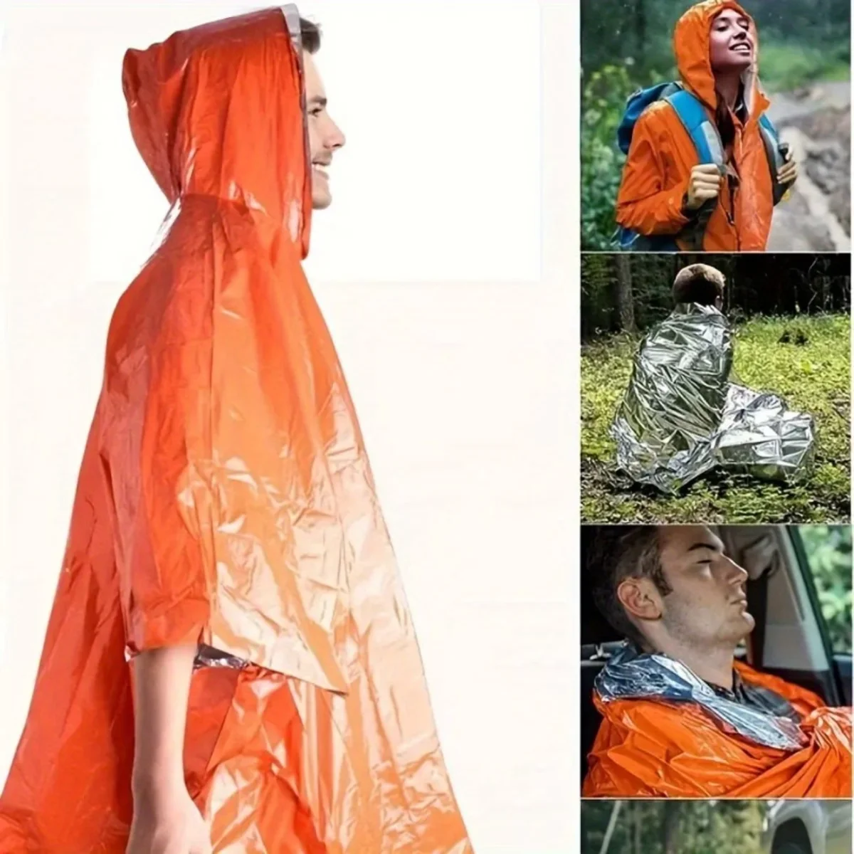 Emergency Survival Blanket Insulated Foil Mylar for Camping Hiking First Aid Kit Waterproof Raincoat Hypothermia Protection
