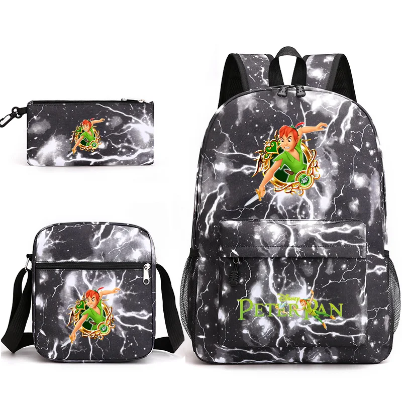 3 pçs disney peter pan adolescente estudantes mochilas escolares caso de lápis sacos de ombro meninos meninas sacos de escola conjuntos