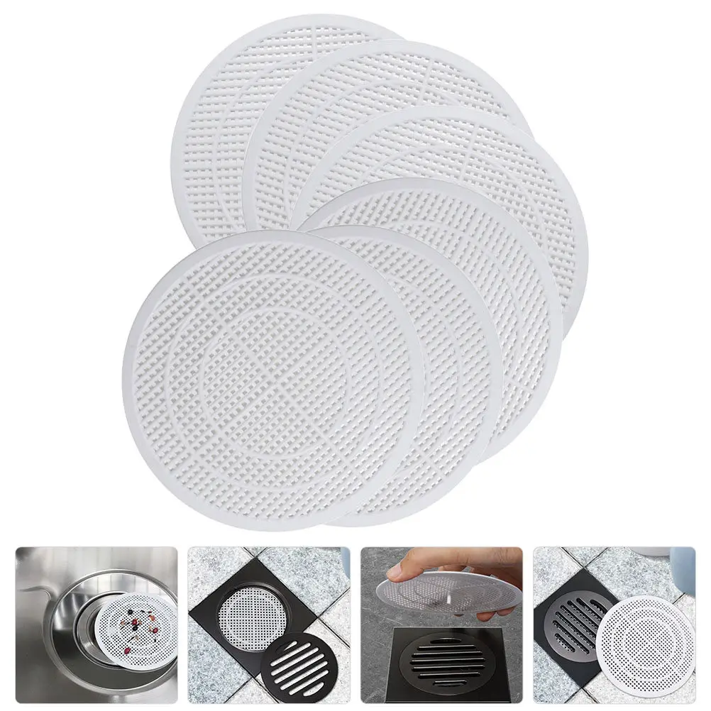 

6Pcs Sink Drain Covers Durable Plastic Hair Catcher Filter Kitchen Bathroom Shower Drain Seal Cover Floor Protector