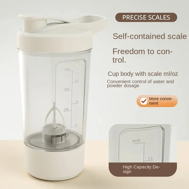 USB Electric Protein Shaker Bottle Portable Rechargeable Blender Cup Multipurpose 450ml Mixing Cups For Fitness Workout