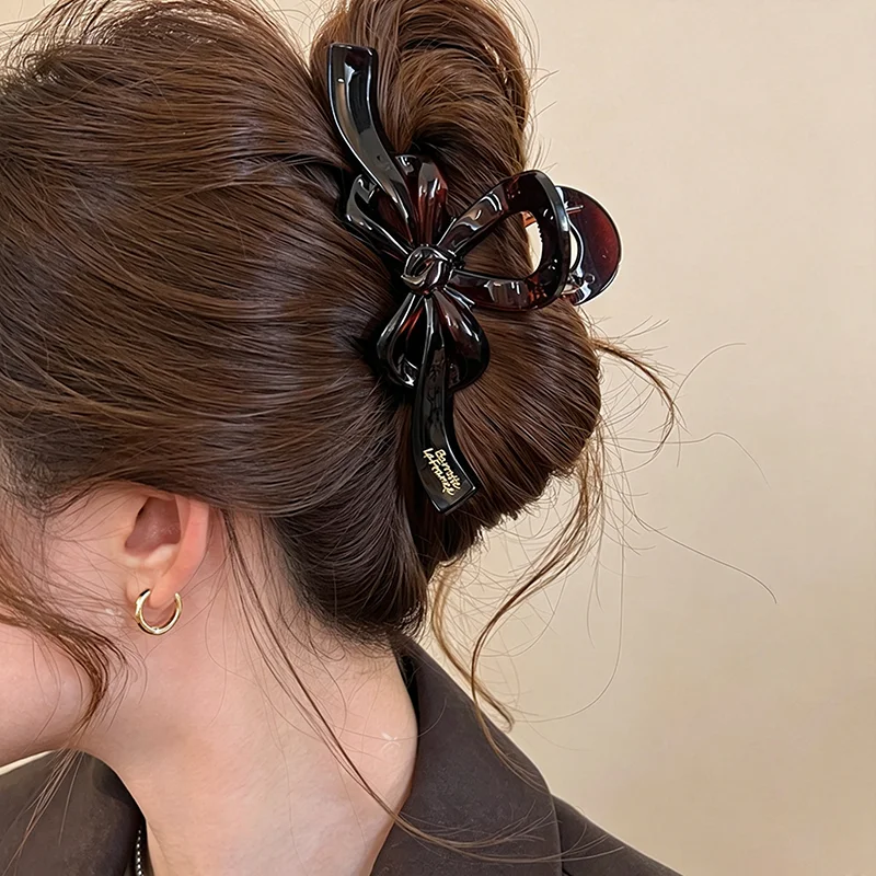 Premium Bow Grab Clip Women's Large Hair Volume Shark Clip 2026 New Back Head Disc Hair Headdress EWA067