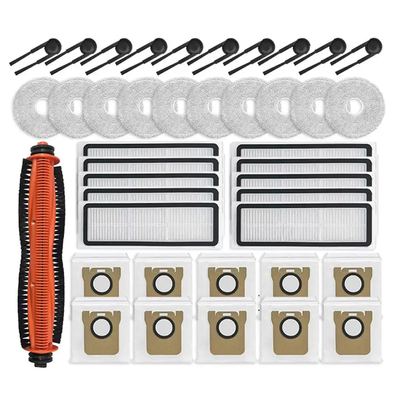 

AEB1-For Xiaomi Mijia M40S / OV31CN Vacuum Parts Tricut Main Side Brush HEPA Filter Mop Cloth Dust Bags Accessories