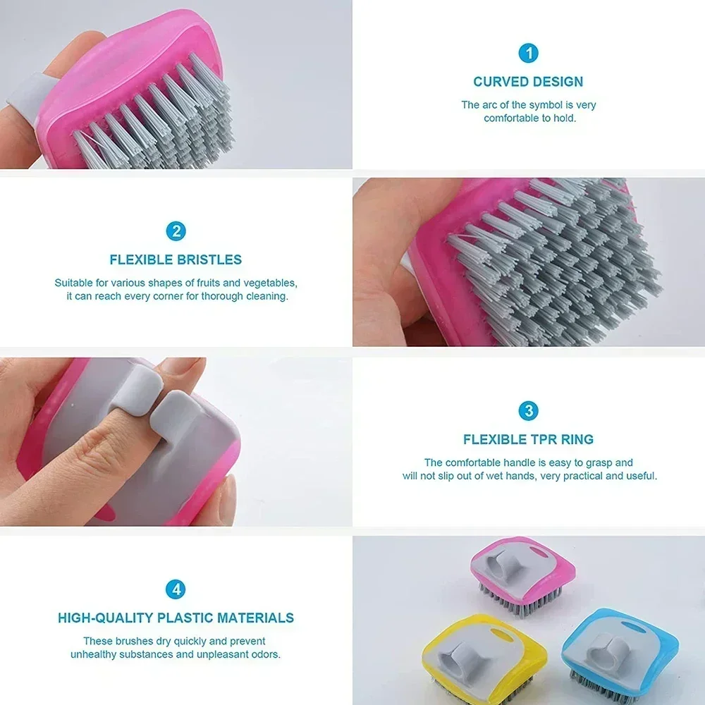 3PCS Vegetable Cleaning Brush Vegetable Brush Scrubber for Food, Mushroom Brush, Fruit and Veggie Brush Scrubber with Ring