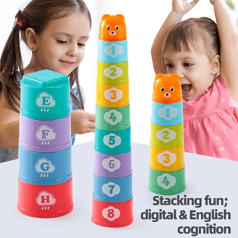 Copos Empilháveis para Crianças, Copos Arco-Íris, Brinquedo Educativo para Bebês, Quebra-Cabeça de Classificação de Cores, Treinamento de Velocidade das Mãos, Presentes de Aniversário