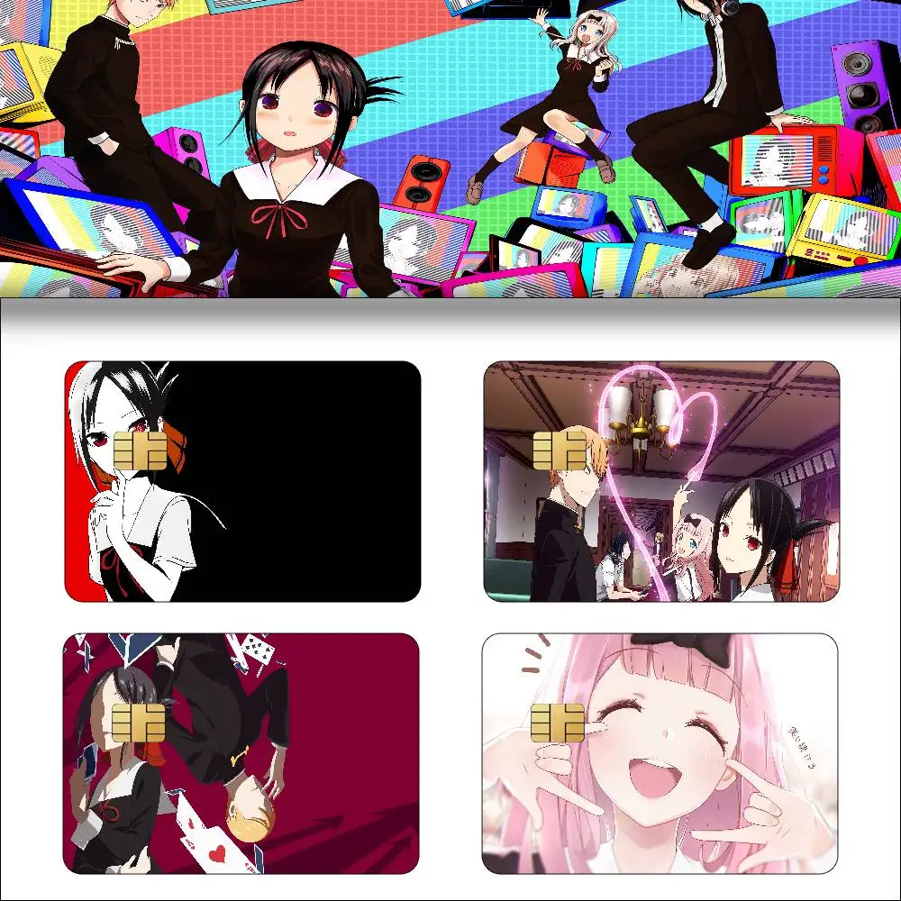 Anime Kaguya-sama Love Is War 1 Set Of 4 Pcs Credit Card Skin Stickers For VISA Bank Card Waterproof Sticker Anti-scratch Gift