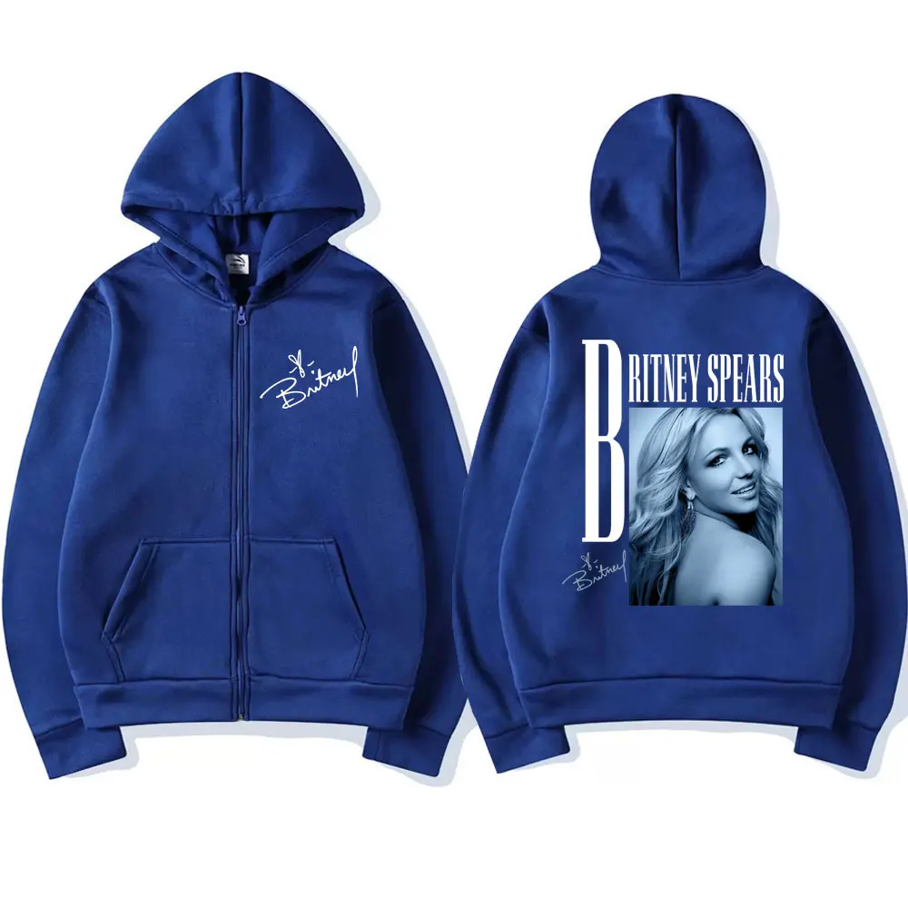 Hip Hop Singer Britney Spears Zip Up Hoodies Men Women Oversized Harajuku Fleece Sweatshirt Ieisure Cardigan Hoodie Streetwear