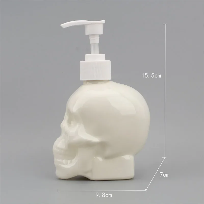 Distributeur de gel douche liquide Skull Regina, bouteille remplissable de shampoing, fournitures pour la maison, pompe transparente, 350ml