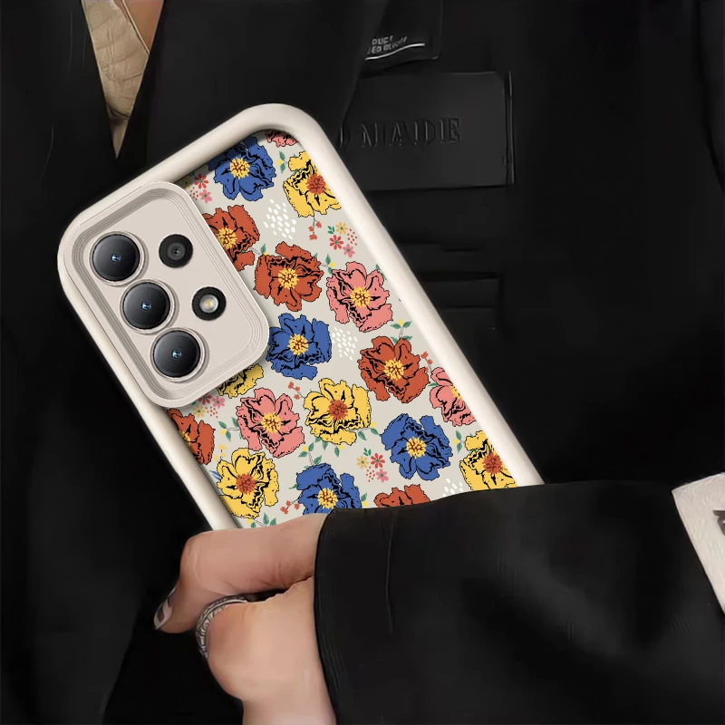 حافظة لهاتف سامسونج جالاكسي M13 نوت 20 Ultra M54 M30S M23 M22 M16 M15 M51 M34 M31 غطاء خلفي بنمط زهرة