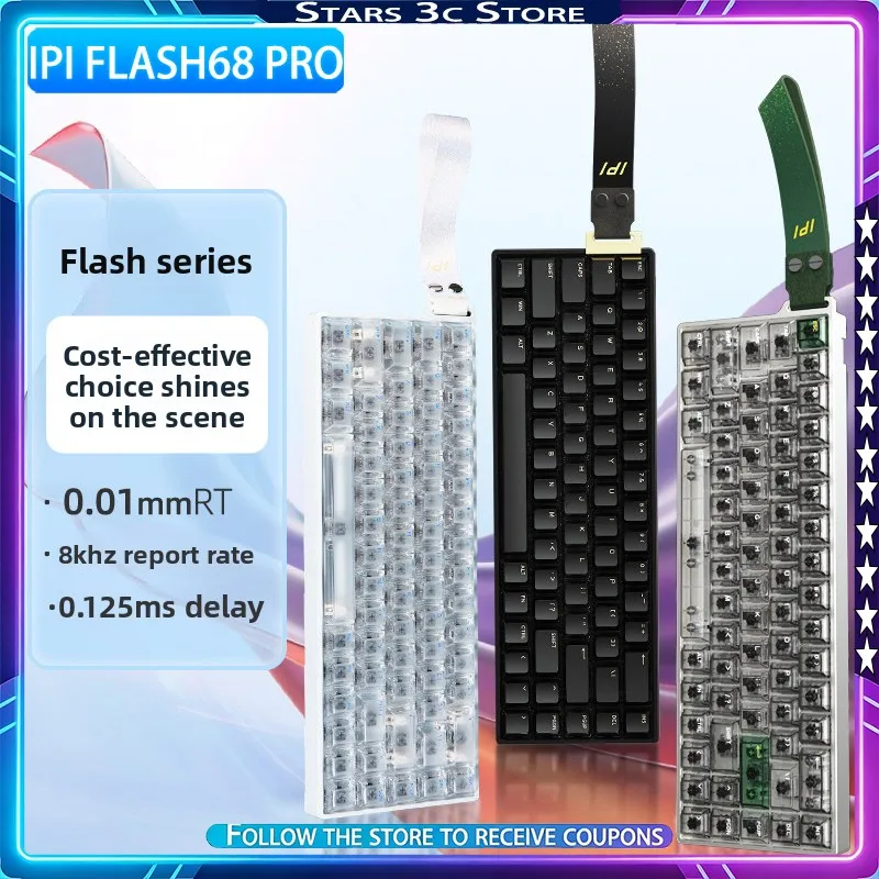 

IPI FLASH68 Pro Magnetic Axis Mechanical Keyboard RT0.01 8000Hz Rate Detachable Ribbon Misty Keycaps Low Latency Gaming Keyboard