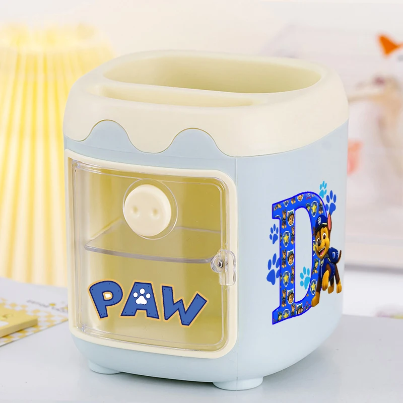 

Paw Patrols Letter A-Z Pen Holder Kids Anime Chase Pencil Organizer Boys Desk Stationery Storage Container Case Children Gift