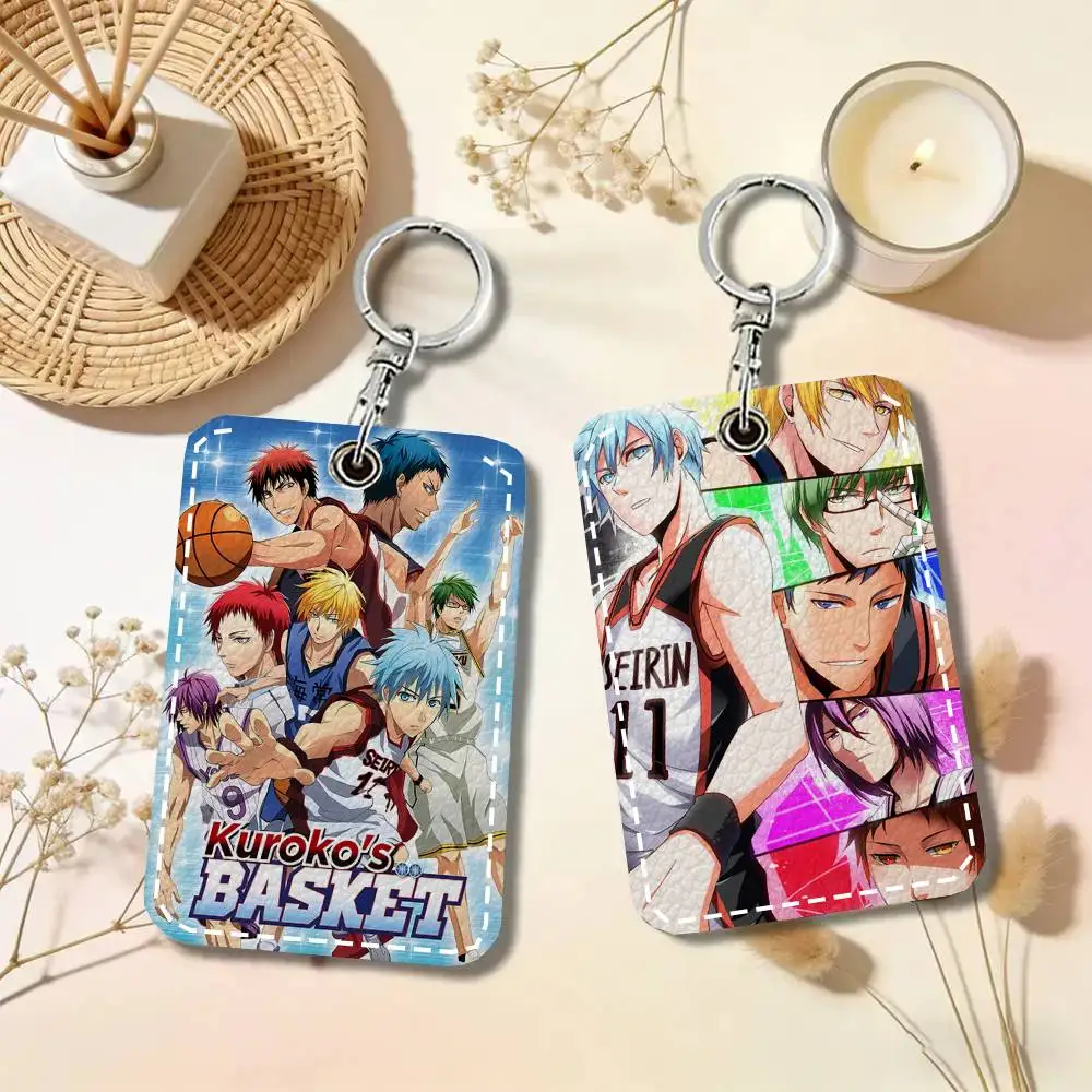 Kuroko's Basketball Card Case Keychain Access Card Bag Key Tag Ring Leather Card Holder Key Ring Access