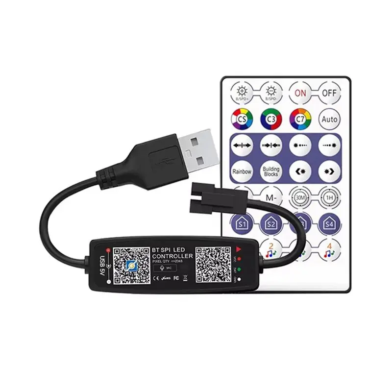 【SURPISE】2X WS2812B Controller Remote Control Bluetooth Music APP Control For Pixel LED Strip Light SK6812 WS2811 WS2812 USB 5V