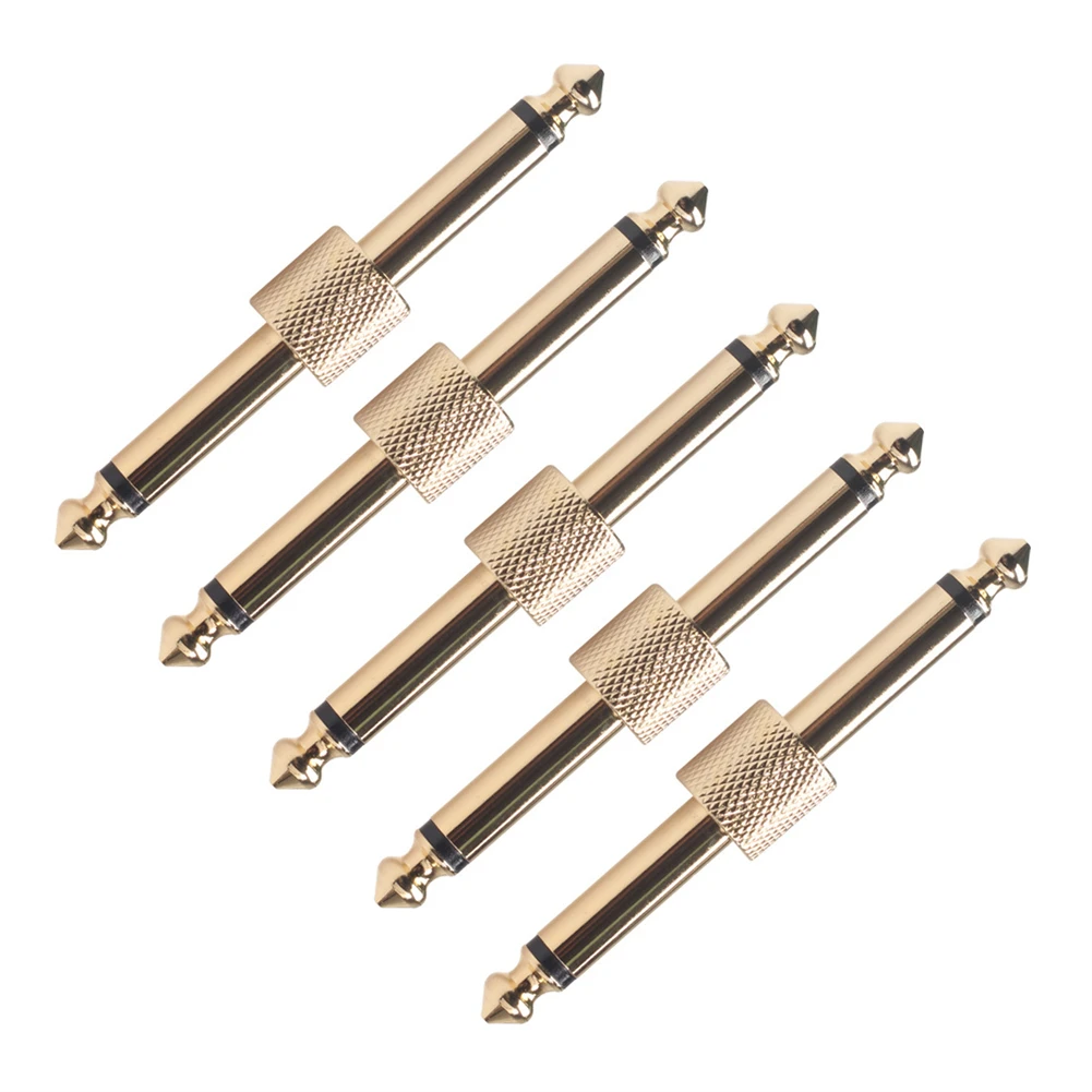 Effects Connector Guitar Pedal Adaptor Straight Coupler 1/4inch 5pcs 6.35mm 75g Both Sides Kit Low-attenuation Brand New