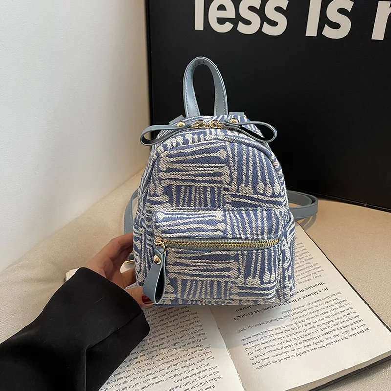 

Denim Fashion Casual Backpack Women's 2024 New Mini Backpack Multifunctional Trendy Small Bag Student Class Crossbody Bag