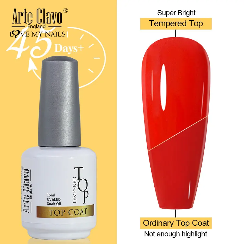 Arte Clavo Hot Sale Nail Art 15ml Tempered Top Coat Matt Top Primer Base Coat Color Gel Nail Polish UV Gel Soak Off Manicure