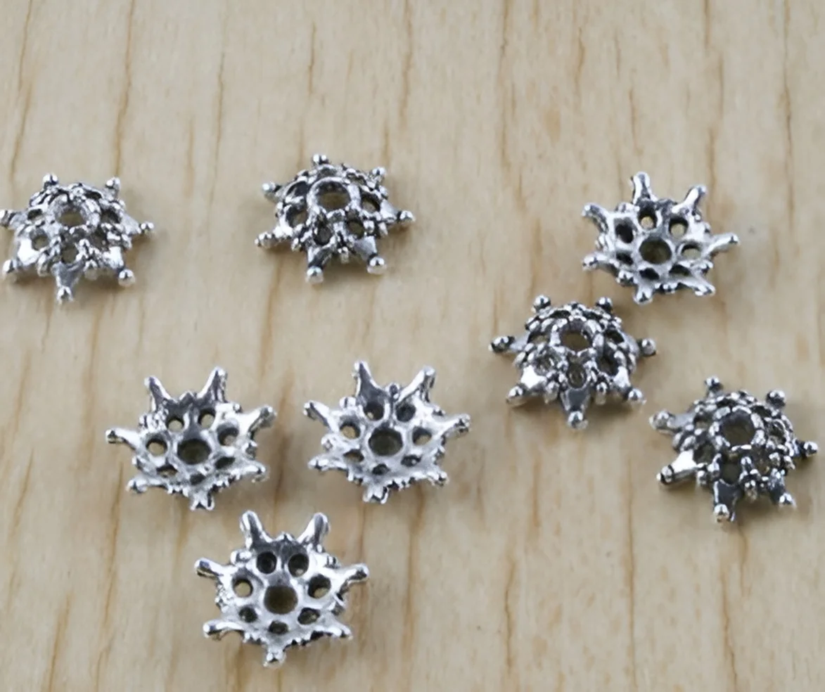 

60pcs 9mm Alloy matel tibetan silver flower beads caps HWH2931