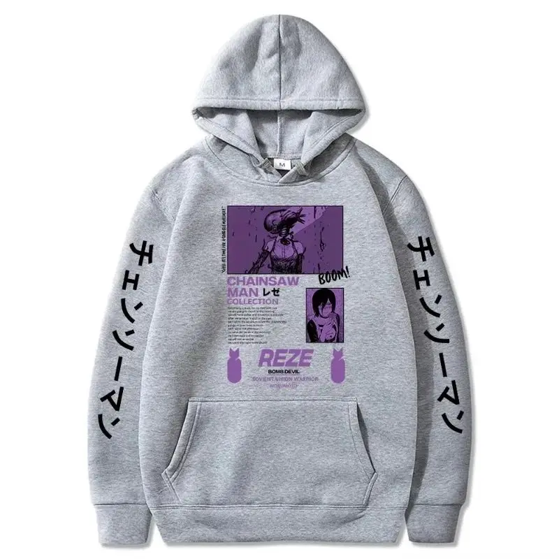 Felpe con cappuccio Harajuku Anime Chainsaw Man Stampa Felpe con cappuccio Harajuku retrò Autunno Inverno Abbigliamento sportivo caldo casual all'aperto quotidiano