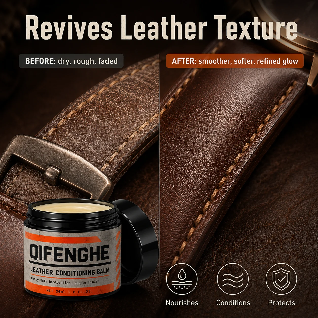 Leather Restorer Balm 30ml, Deep Conditioning Repair Dry Cracked Leather, Softens and Polishes, for Sofa Car Seat Bag