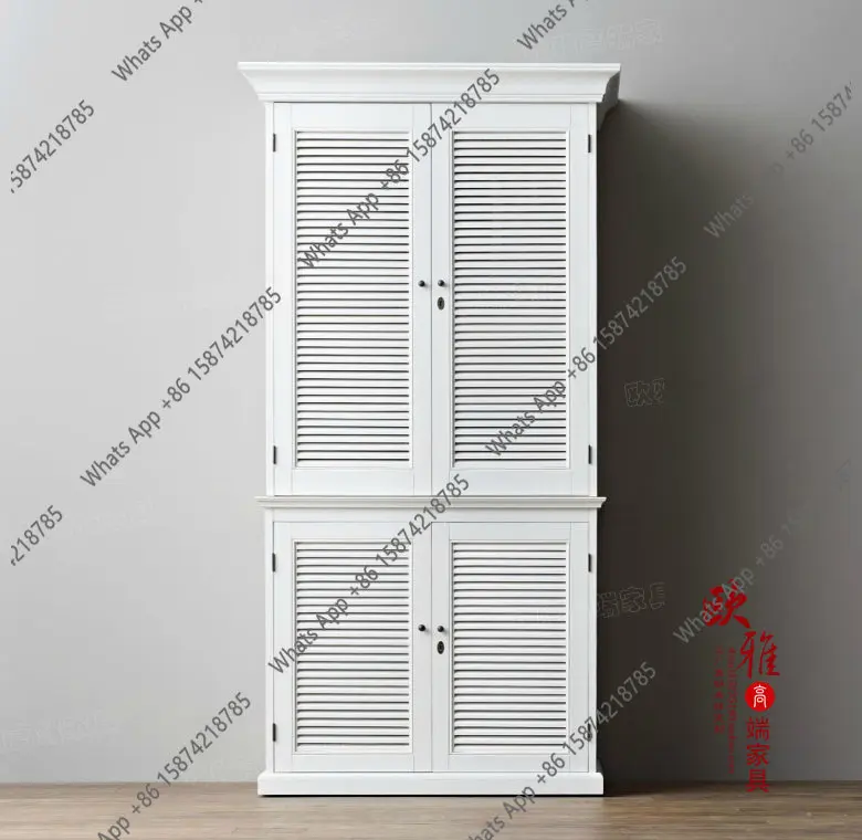 

Американский антикварный старинный черный шкаф с двумя французскими антикварными жалюзи, четырехдверный большой шкаф из массива дерева, мебель