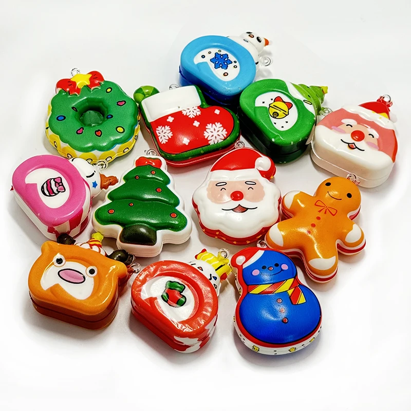 6PCS Kawaii Santa Claus Snowman Squishy Stress Relief Toys for Christmas Party Favors Classroom Prizes Guest Gifts Goodie Filler