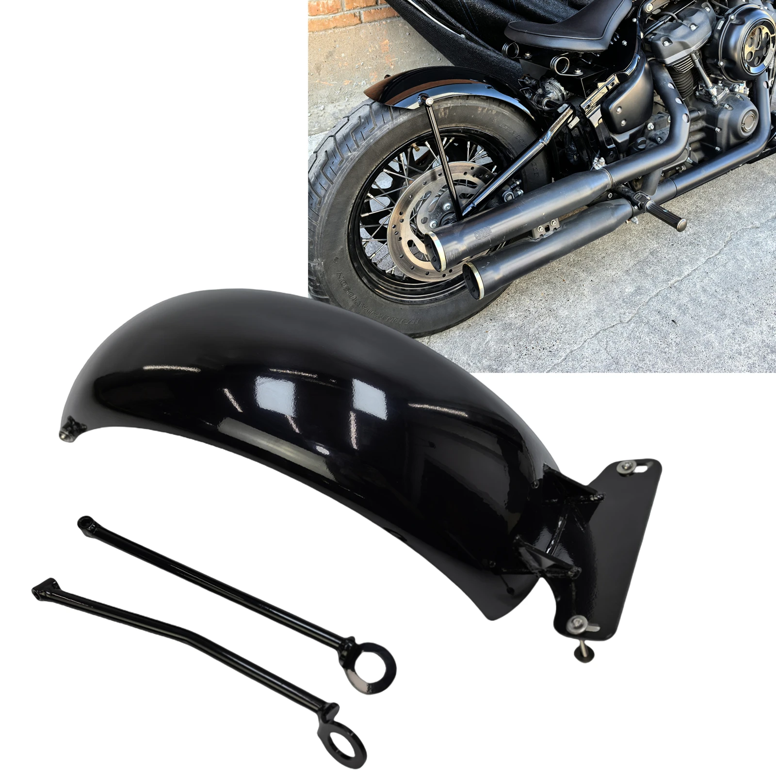 

Motorcycle Rear Fender Plate Mudguard Mud Guard Cover With Stands For Harley Street Bob FXBB 2019-2024