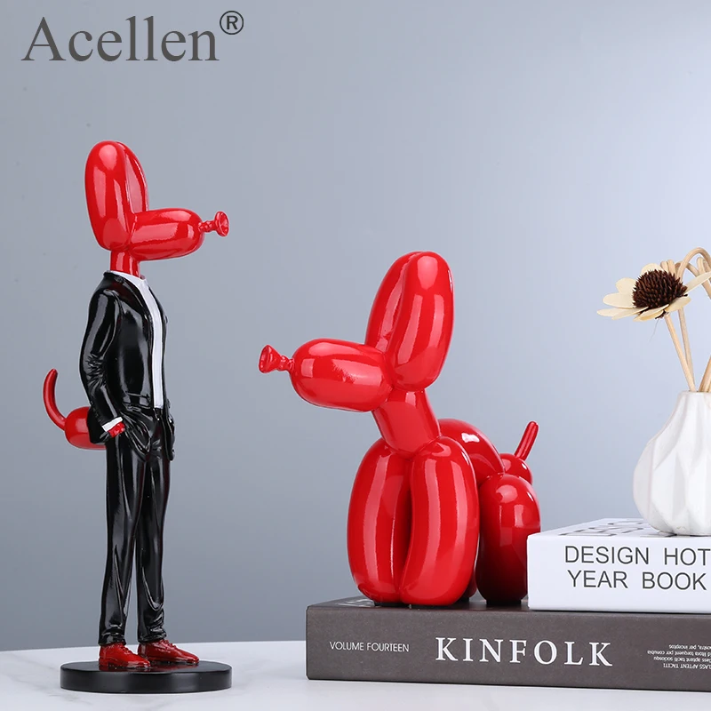 Gentleman Balloon Dog Statue, Resin Sculpture, Home Decor, Modern Nordic Home Decoration Accessories, Living Room Animal Figures