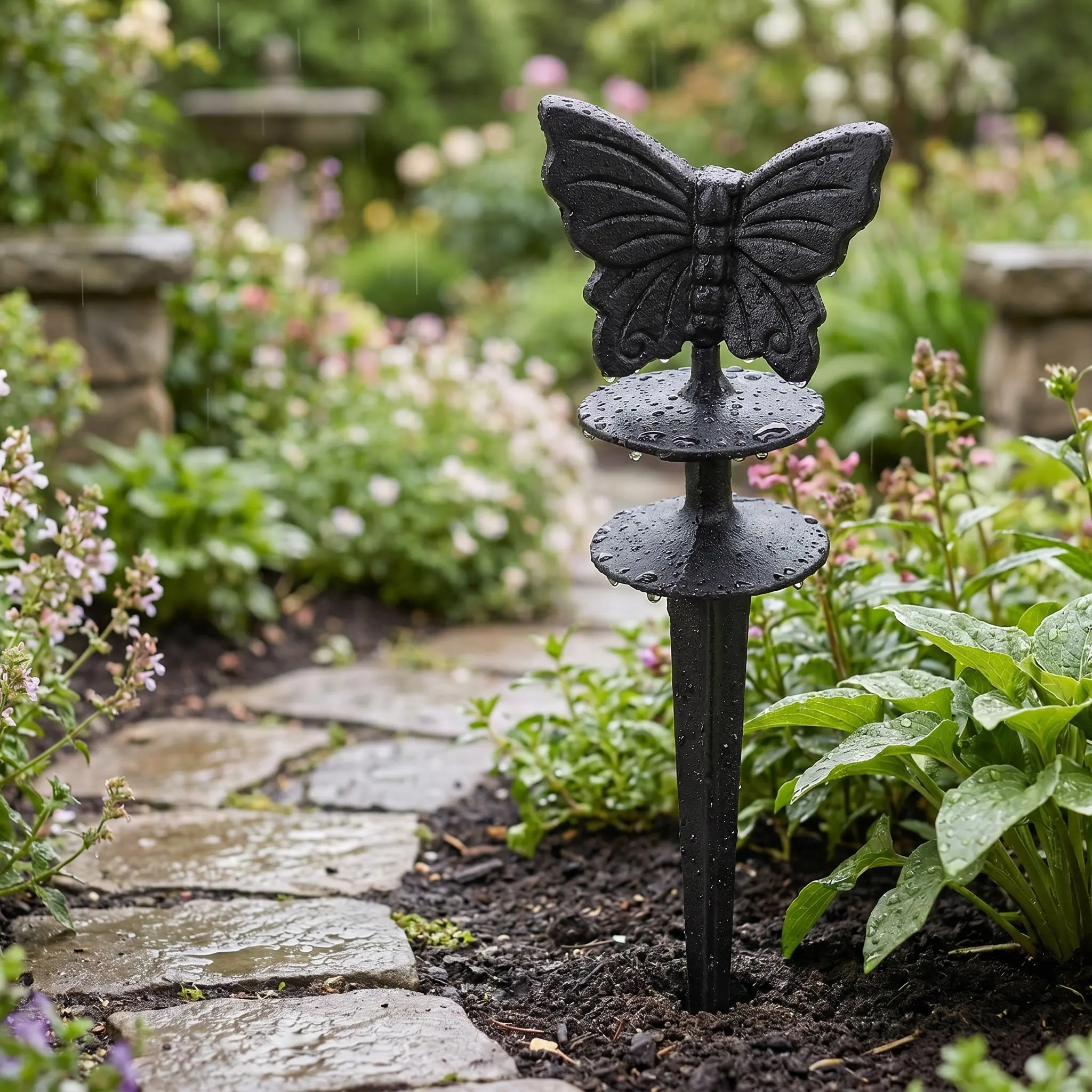 Cast Iron Garden Hose Holder Vintage Butterfly Decorative Guide Stake Outdoor Lawn Patio Water Hose Support Stand - view 6