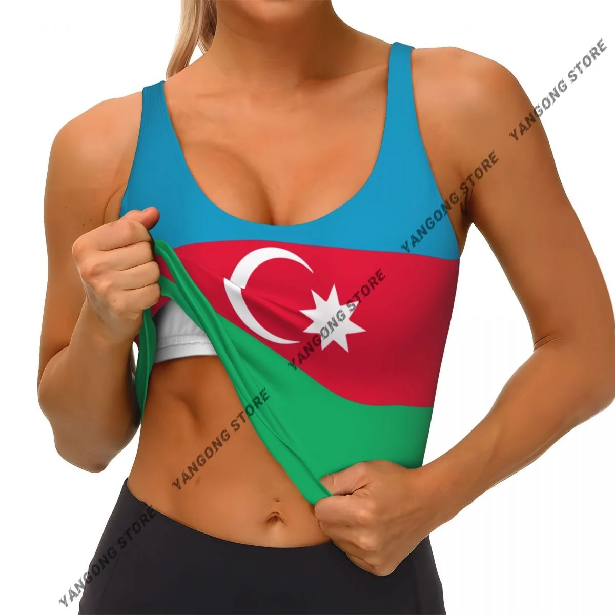 

Спортивный бюстгальтер для женщин, одежда для бега, йоги, жилет с флагом Азербайджану, жилет для фитнеса