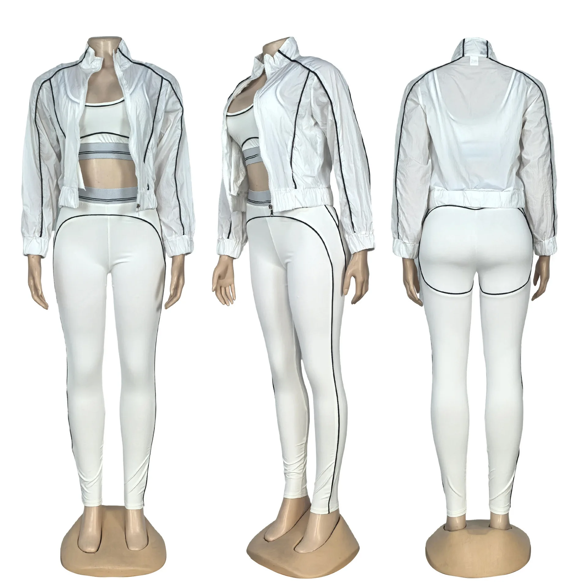 6280+6256 Fashion Leisure Yoga Set+Elegant Longfengni Embroidered Big Coat * 3-Piece Set